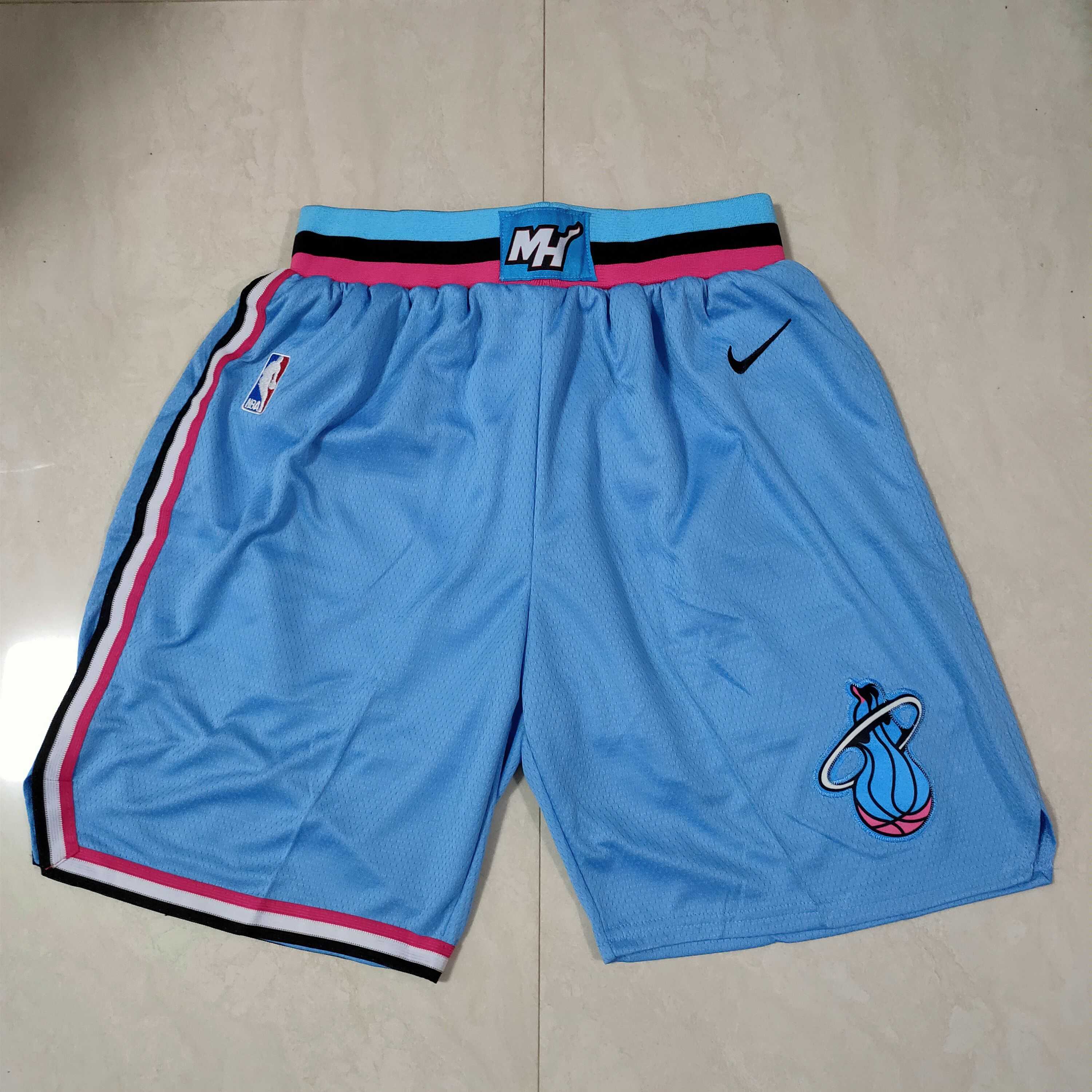 Men NBA Miami Heat Light Blue Shorts 0416